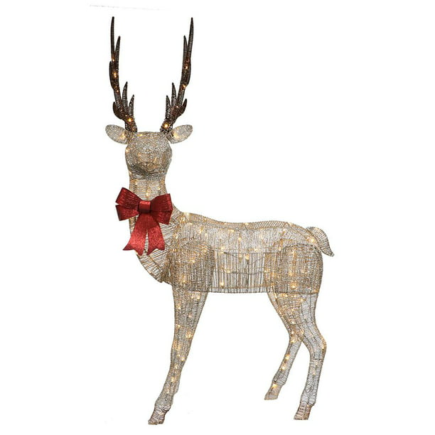 MOUNTED REINDEER CHRISTMAS DISPLAY with MULTI-COLORED LIGHTS NEW